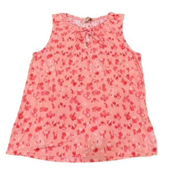 Michael Kors Pink Printed Tie Neck Top, Size Large - Picture 1 of 10